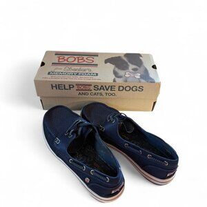 Navy Blue Bobs slip on boat shoes from Skechers. Women's size 9.
